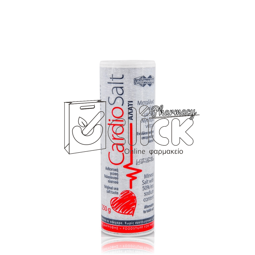 UNI-PHARMA CardioSalt Μεταλλικό Αλάτι με 50% λιγότερο Νάτριο 250gr UNI-PHARMA CardioSalt Μεταλλικό Αλάτι με 50% λιγότερο Νάτριο 250gr
