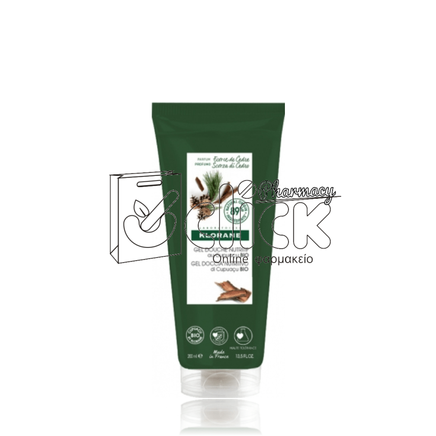 KLORANE Αφρόλουτρο με ΒΙΟΛΟΓΙΚΟ Βούτυρο Cupuaçu - Φλοιός κέδρου - Για κάθε τύπο δέρματος 200ml