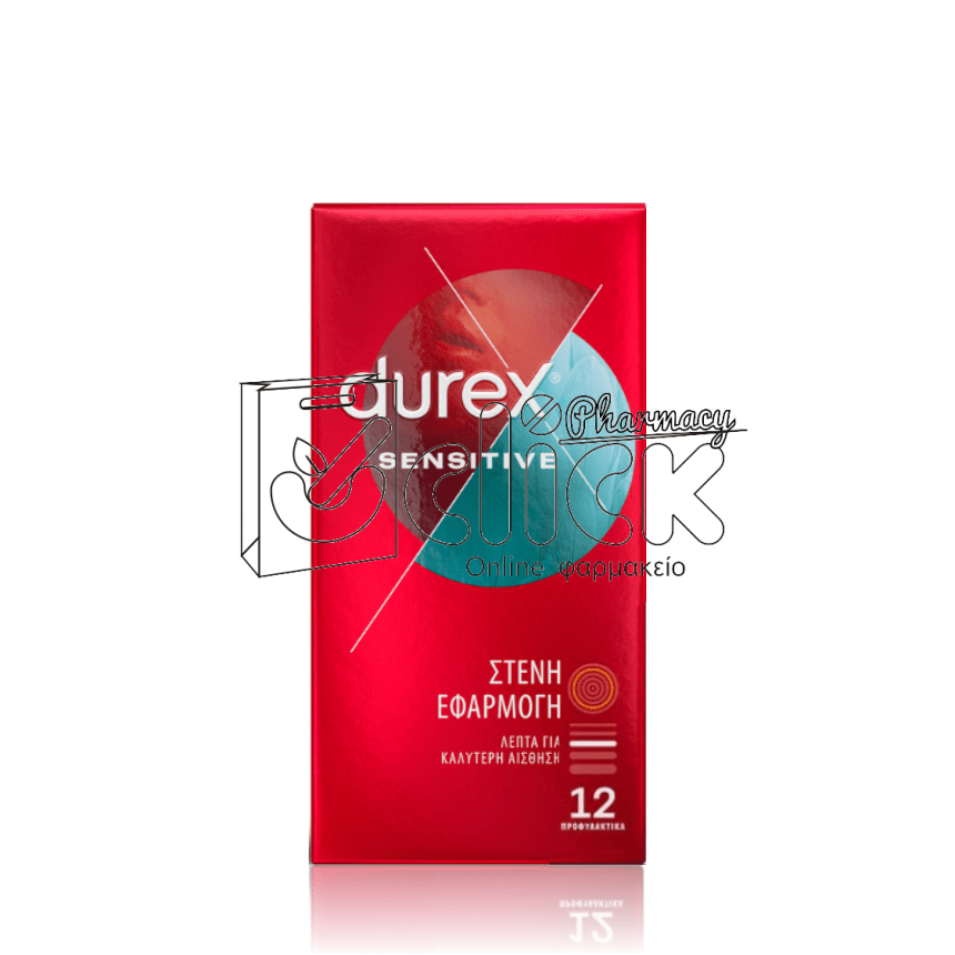 DUREX Sensitive Προφυλακτικά Λεπτά για Μεγαλύτερη Ευαισθησία με Στενή Εφαρμογή x12 τμχ