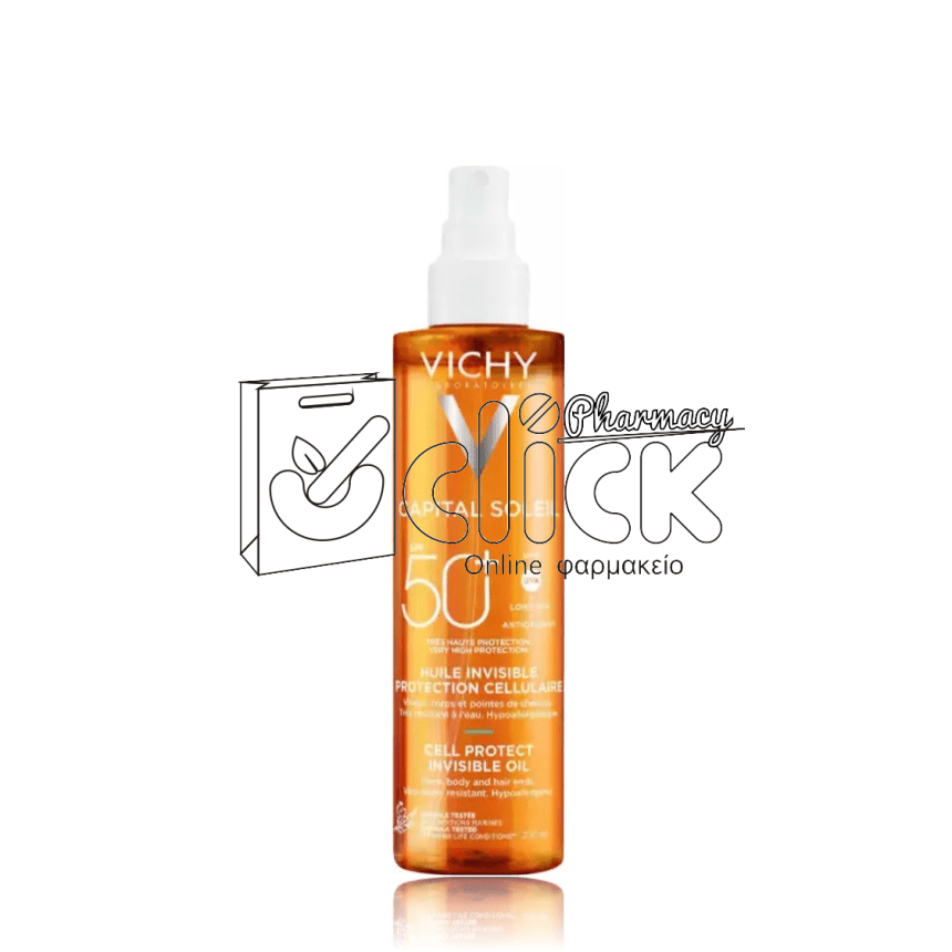 VICHY Capital Soleil Cell Protect Invisible Oil Αόρατο Λάδι Πολύ Υψηλής Προστασίας SPF50+ 200ml