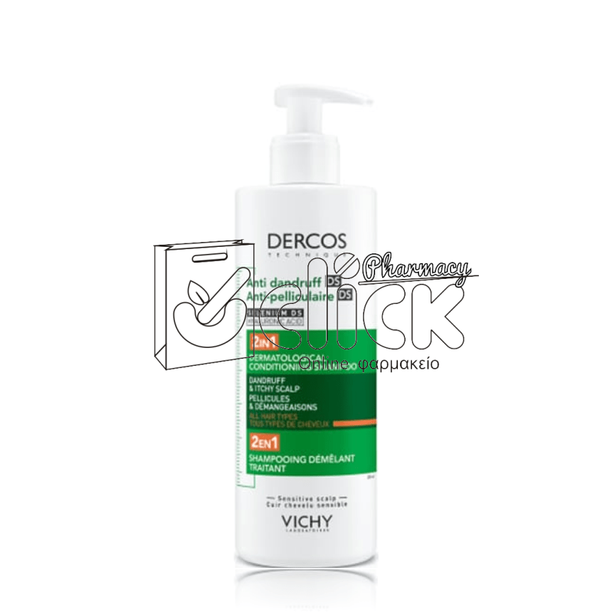 VICHY Dercos Anti-Dandruff DS 2in1 Σαμπουάν & Conditioner Κατά της Ξηροδερμίας, της Πιτυρίδας & του Κνησμού 390ml