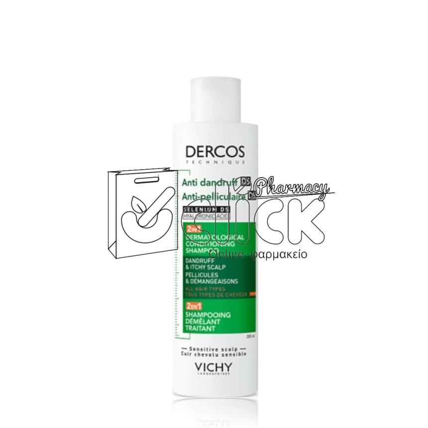 VICHY Dercos Anti-Dandruff DS 2in1 Σαμπουάν & Conditioner Κατά της Ξηροδερμίας, της Πιτυρίδας & του Κνησμού 200ml
