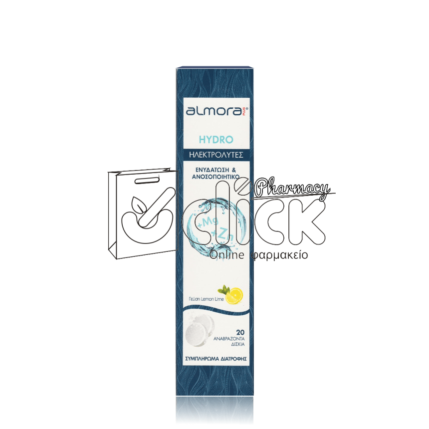 ALMORA Plus Hydro Ηλεκτρολύτες με γεύση λεμόνι x20 αναβράζοντα δισκία