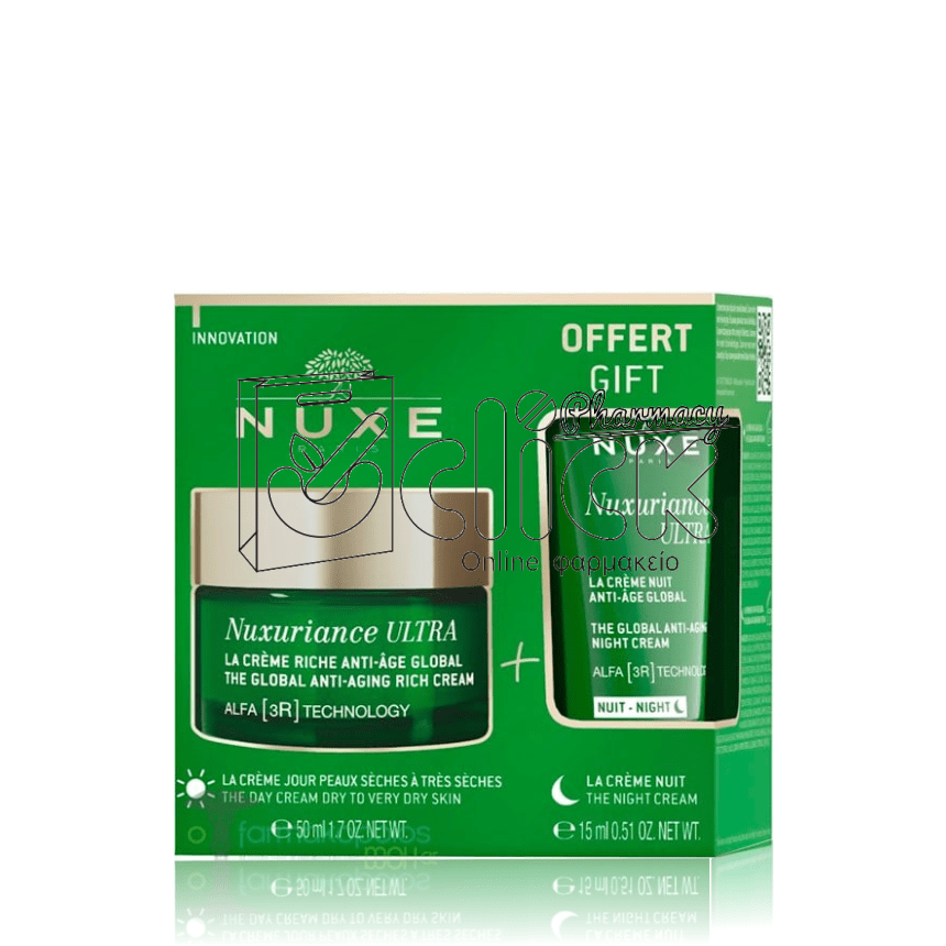 NUXE PROMO Nuxuriance Ultra Global Anti - Aging Rich Cream για ξηρή & πολύ ξηρή επιδερμίδα 50ml & Nuxuriance Ultra Anti - Aging Night Cream Αντιγηραντική Κρέμα Νυκτός 15ml