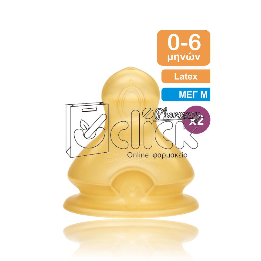 NUK First Choice Plus Θηλή Latex 0-6 μηνών M Latex x2τμχ