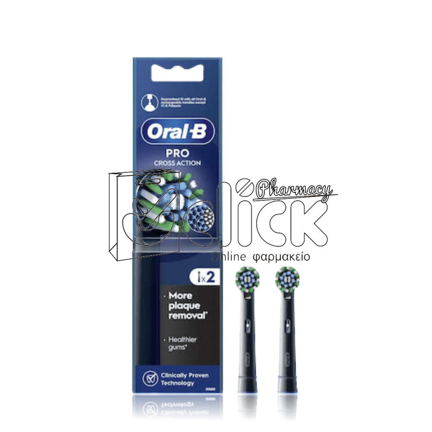ORAL-B PRO Ανταλλακτικές Κεφαλές για Ηλεκτρική Οδοντόβουρτσα Cross Action Black Edition x2τμχ