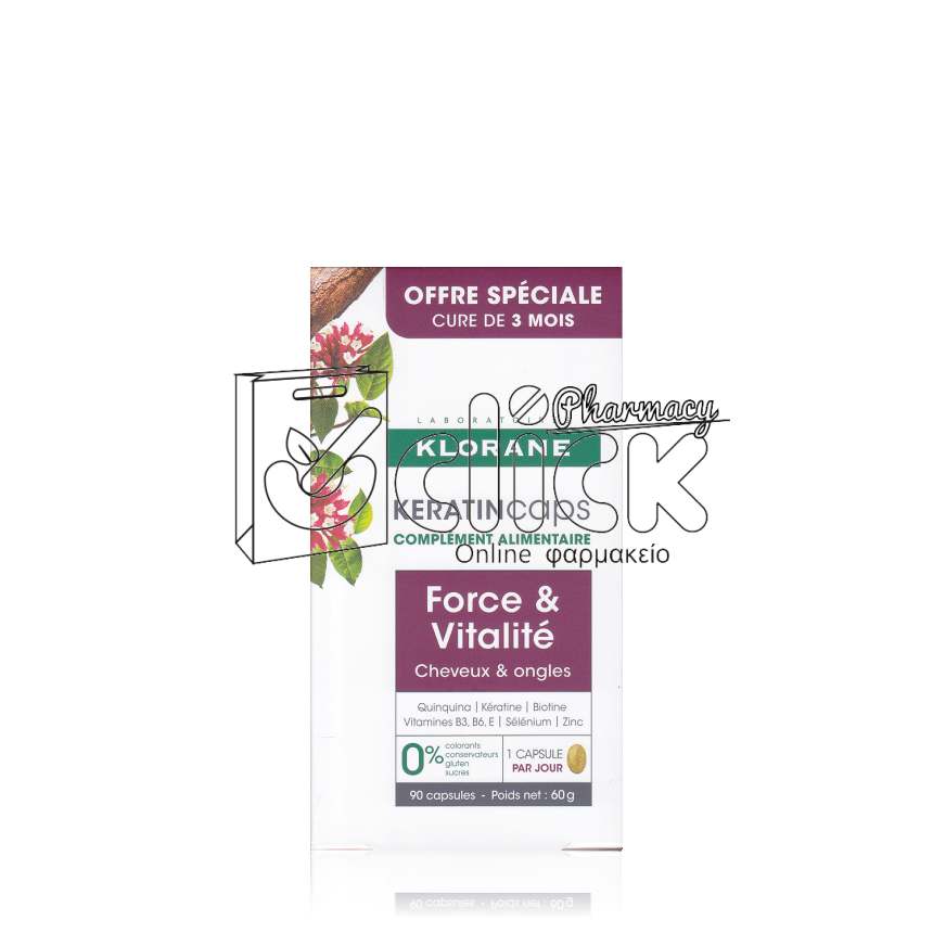 KLORANE Keratin Caps Promo Συμπλήρωμα Διατροφής για Δυνατά Μαλλιά & Νύχια Με Κερατίνη x90 caps