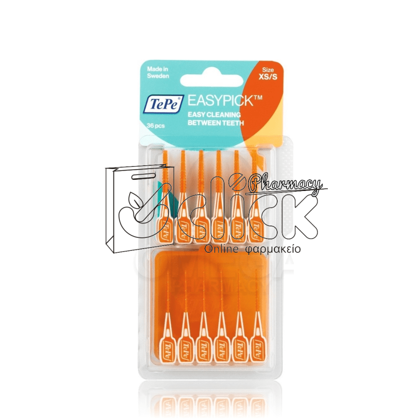 TEPE EasyPick XS/S Ενισχυμένη Ελαστική Οδοντογλυφίδα Πορτοκαλί x36τμx