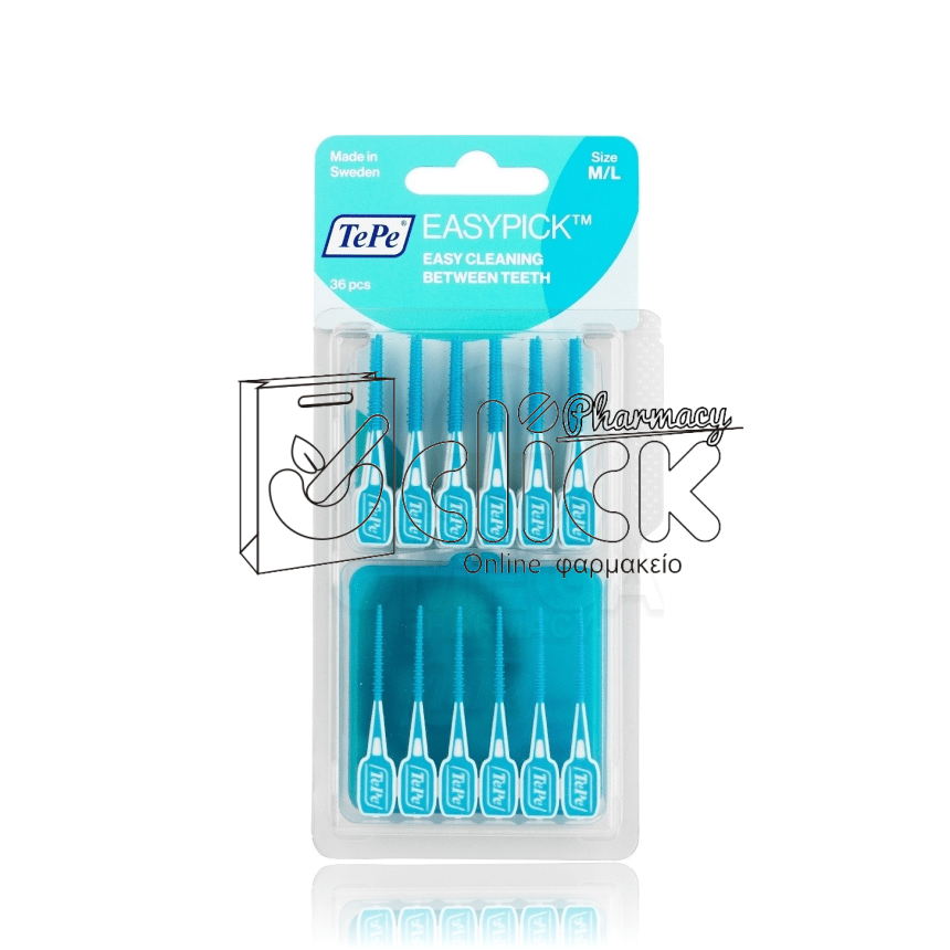 TEPE EasyPick M/L Ενισχυμένη Ελαστική Οδοντογλυφίδα Tιρκουάζ x36τεμ