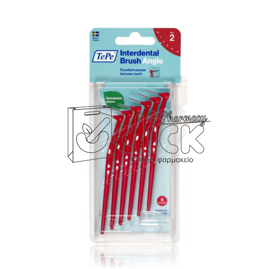 TEPE Interdental Brush Angle Μεσοδόντιο Βουρτσάκι Size 2 Κόκκινο x6τμχ