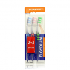 ELGYDIUM Οδοντόβουρτσα Inter-Active Medium Promo 2+1τμχ