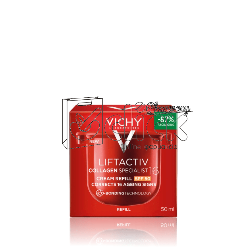 VICHY Liftactiv Collagen Specialist 16 Refill Αντιγηραντική Κρέμα Ημέρας με Αντηλιακή Προστασία SPF50 - Δοχείο Aναπλήρωσης 50ml