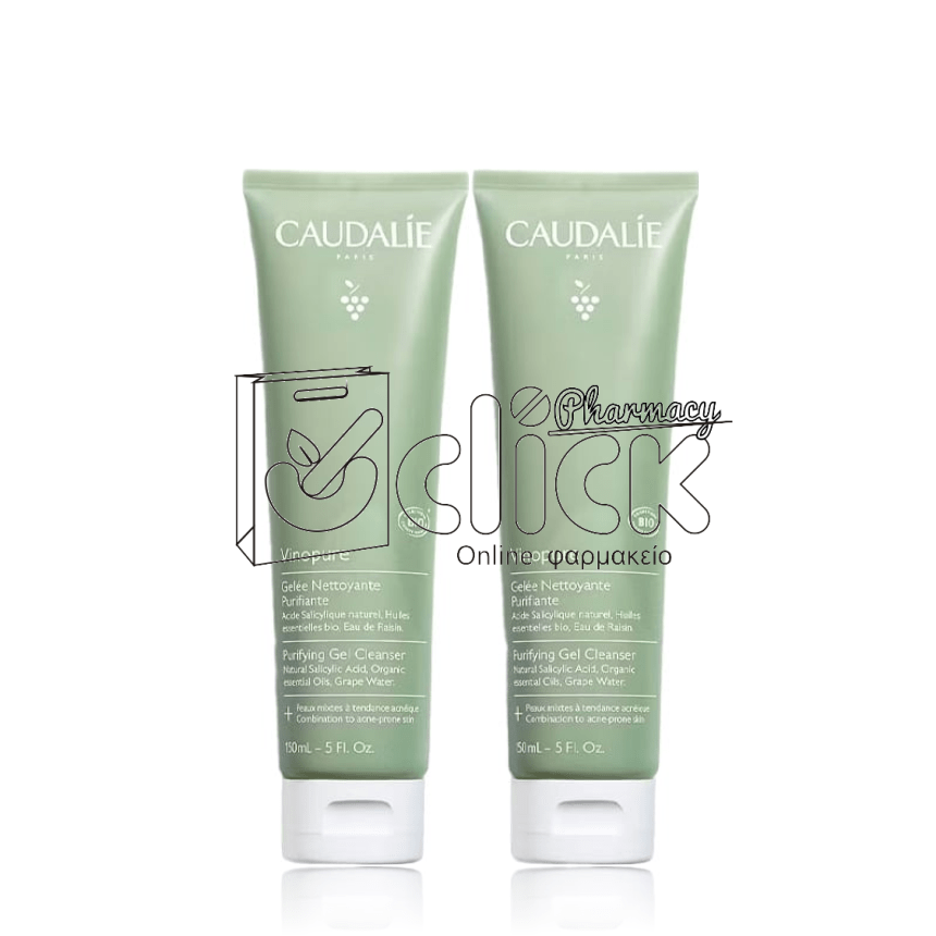 Vinopure Promo 1+1 Pore Purifying Gel Cleanser Duo Τζελ Καθαρισμού Προσώπου για Επιδερμίδες με Τάση Ακμής, 2x150ml