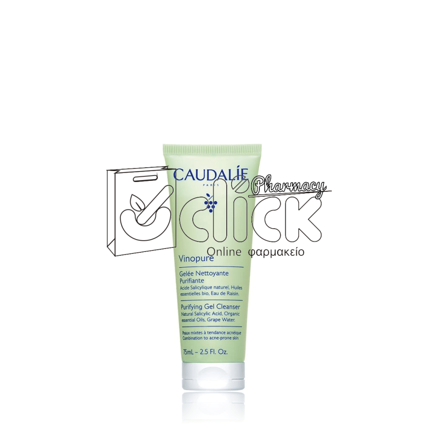 CAUDALIE Vinopure Purifying Gel Cleanser Καθαριστικό Προσώπου κατά των Ατελειών 75ml