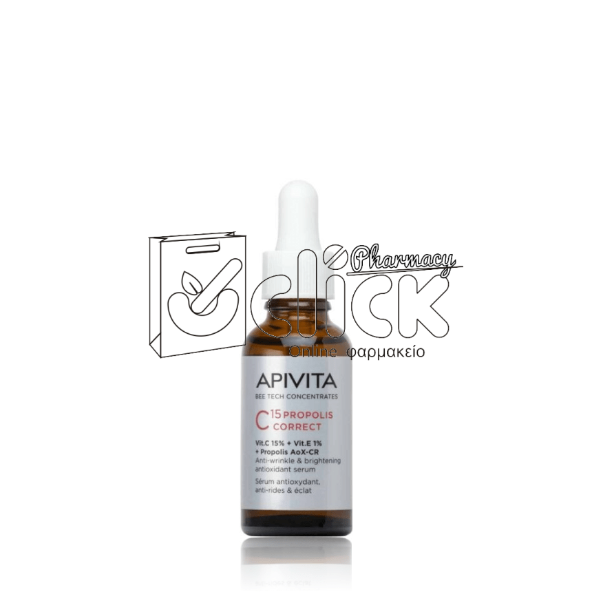 APIVITA C15 Propolis Correct Αντιρυτιδικός & Αντιοξειδωτικός Ορός Λάμψης 30ml