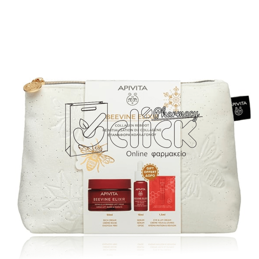 APIVITA Beevine Elixir με Αντιρυτιδική Κρέμα Πλούσιας Υφής για Σύσφιξη & Lifting 50ml & Δώρο Ορός Σύσφιξης 10ml, Κρέμα για Μάτια & Χείλη 1.5ml & Νεσεσέρ
