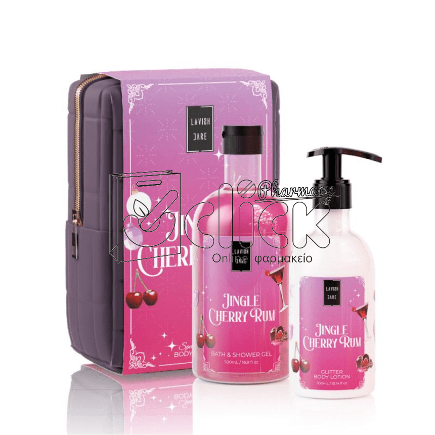LAVISH CARE Bag Set Jingle Cherry Rum Shower Gel 500ml & Glitter Body Lotion 300ml