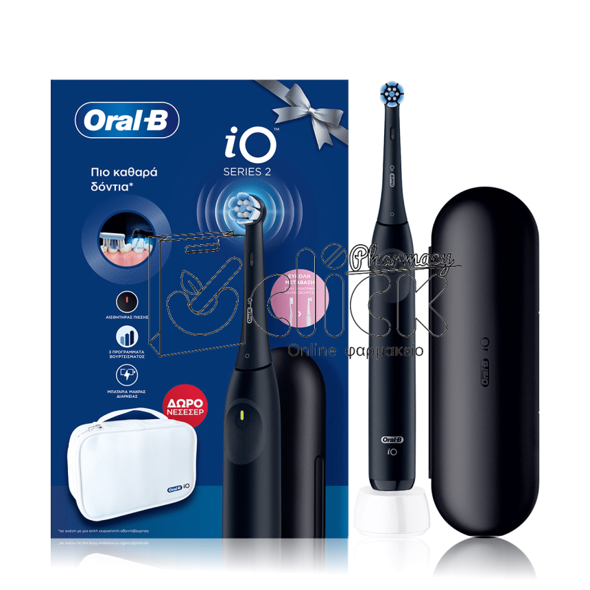 ORAL-B iO Series 2 Ηλεκτρική Οδοντόβουρτσα Μαύρη & Δώρο Νεσεσέρ