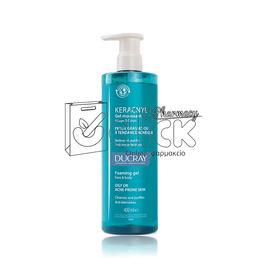 DUCRAY Keracnyl Foaming Gel for Face & Body Αφρίζον Ζελ Καθαρισμού για Δέρμα με Τάση Ακμής για Πρόσωπο & Σώμα 400ml