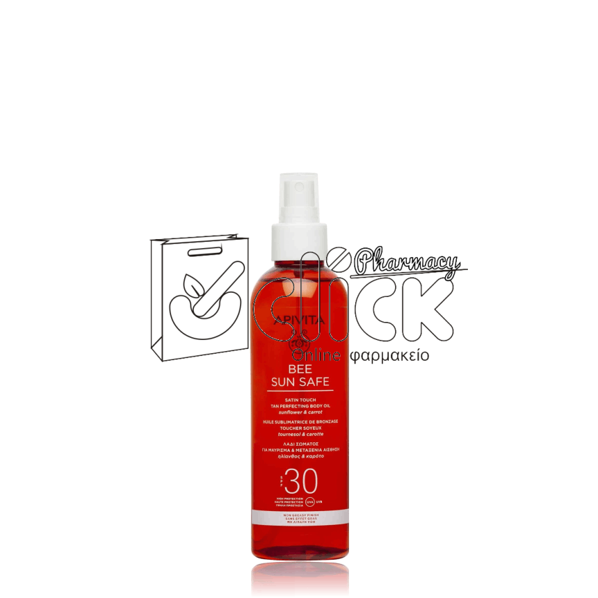 APIVITA Bee Sun Safe Satin Touch The Perfecting Body Oil SPF30 Λάδι Σώματος για Μαύρισμα & Μεταξένια Αίσθηση 200ml