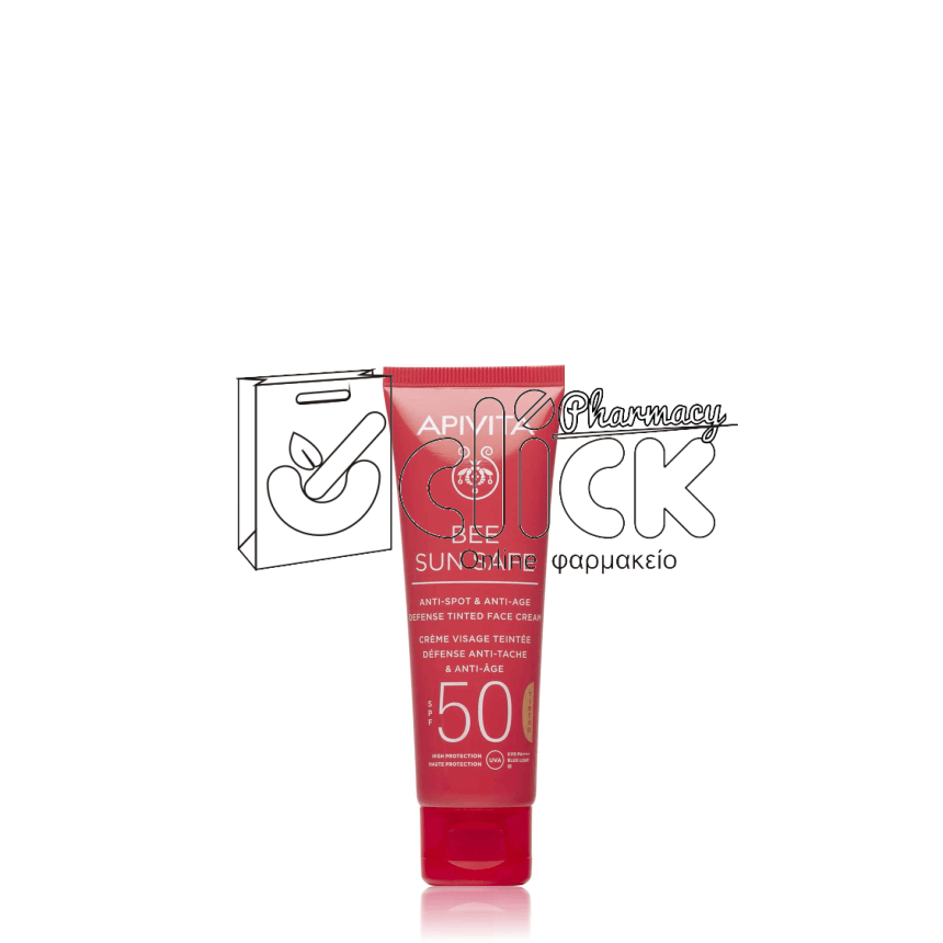 APIVITA Bee Sun Safe Tinted Κρέμα Προσώπου κατά των Πανάδων & των Ρυτίδων με Χρώμα SPF50 50ml