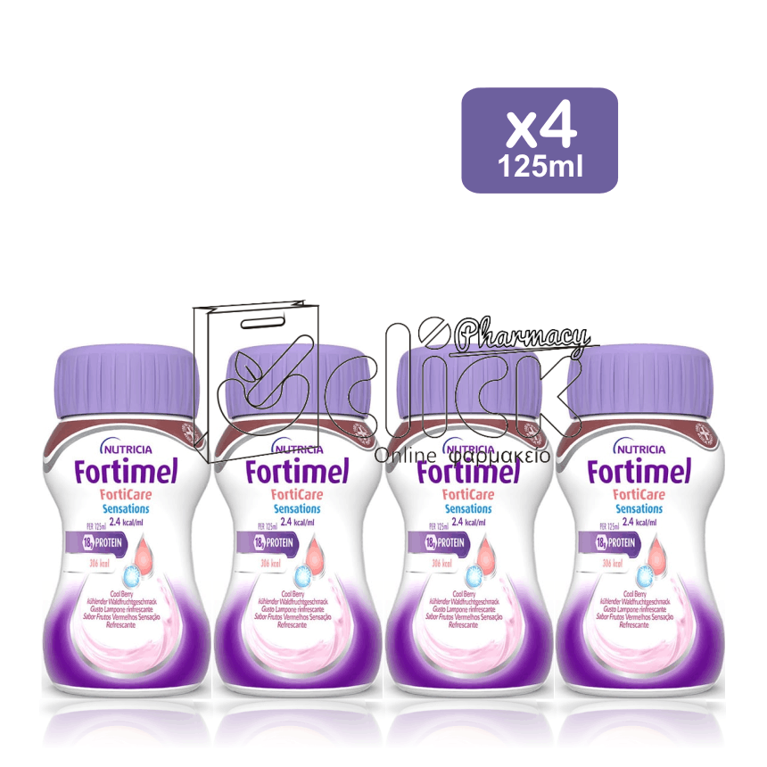 NUTRICIA Fortimel Forticare 2.4 kcal 4x125ml - Δροσιστικό Βατόμουρο