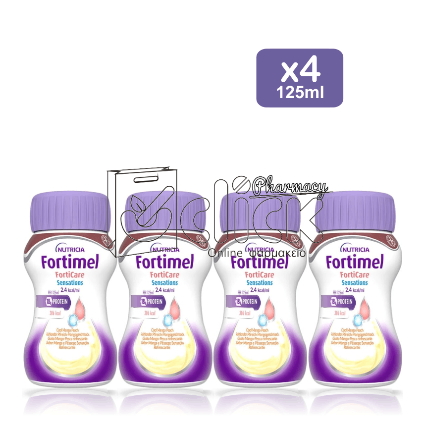 NUTRICIA Fortimel Forticare 2.4 kcal 4x125ml - Μάνγκο & Ροδάκινο