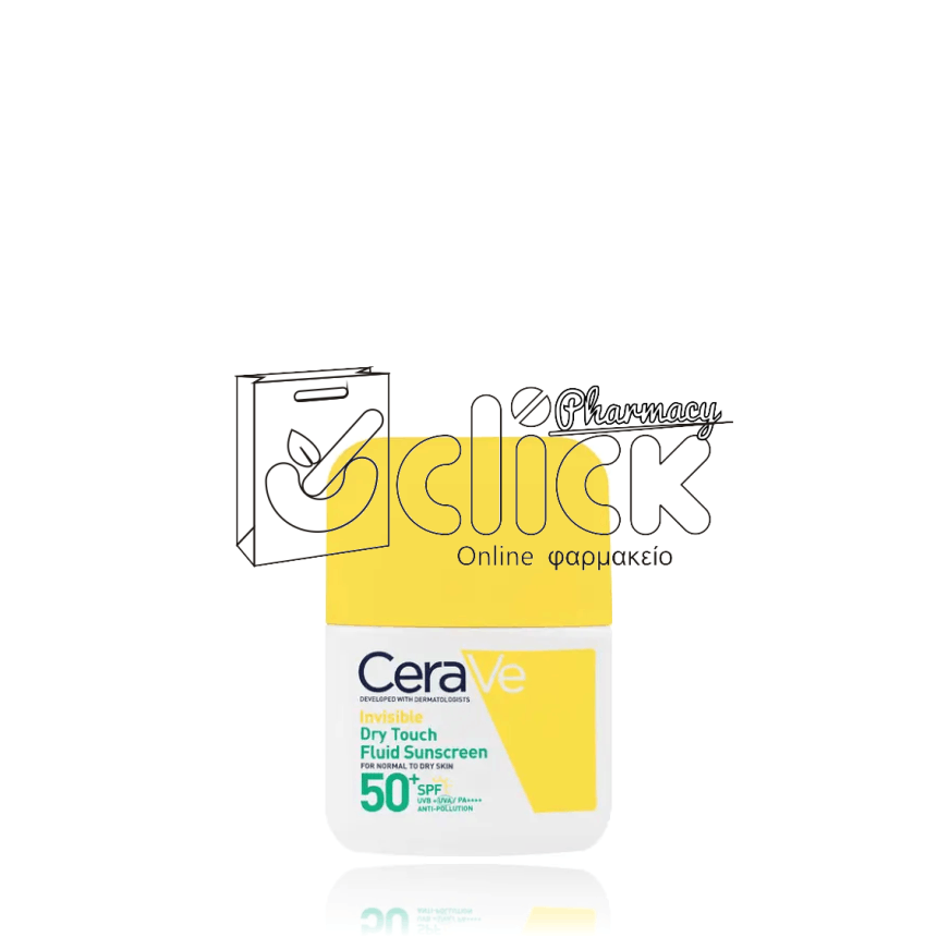 CERAVE Invisible Dry Touch Fluid Sunscreen Αντηλιακό Προσώπου για Κανονική έως Λιπαρή επιδερμίδα SPF50+ 50ml