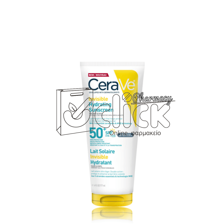 CERAVE Invisible Hydrating Sunscreen Αντηλιακό για Πρόσωπο & Σώμα SPF50+ 177ml