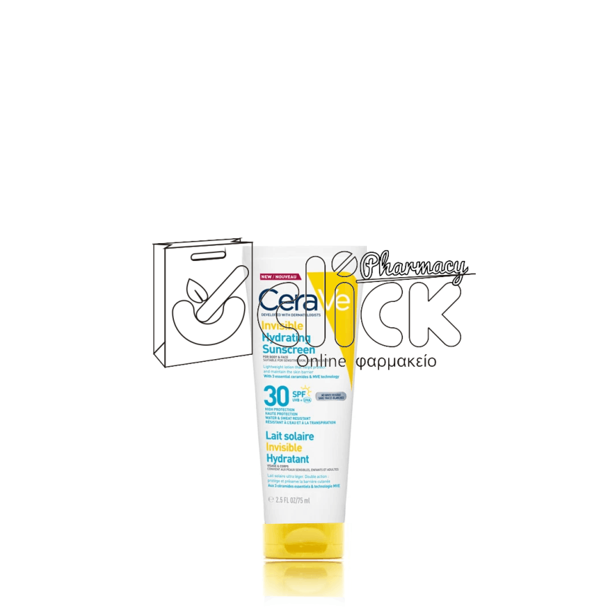 CERAVE Invisible Hydrating Sunscreen Αντηλιακό για Πρόσωπο & Σώμα SPF30 75ml