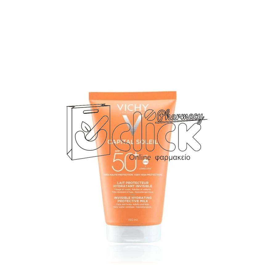 VICHY Capital Soleil Αόρατο Αντηλιακό & Ενυδατικό Γαλάκτωμα για Πρόσωπο και Σώμα SPF50 150ml