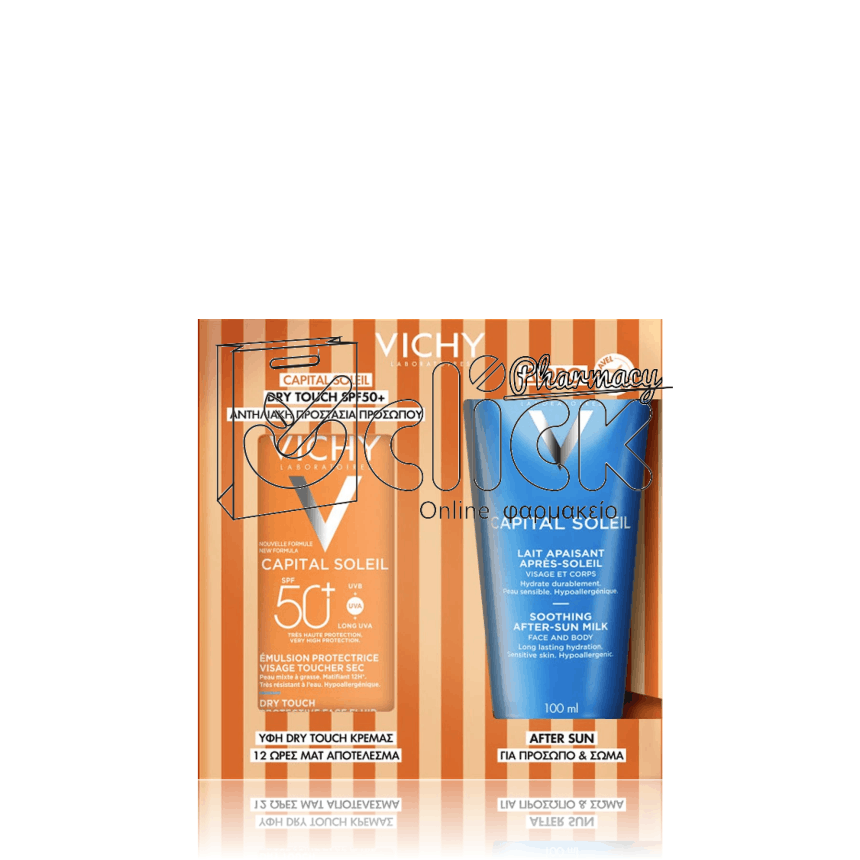 VICHY Promo Capital Soleil Dry Touch Aντηλιακό Προσώπου για Ματ Αποτέλεσμα SPF50+ 50ml & Δώρο After Sun Καταπραϋντικό Γαλάκτωμα για Πρόσωπο & Σώμα 100ml