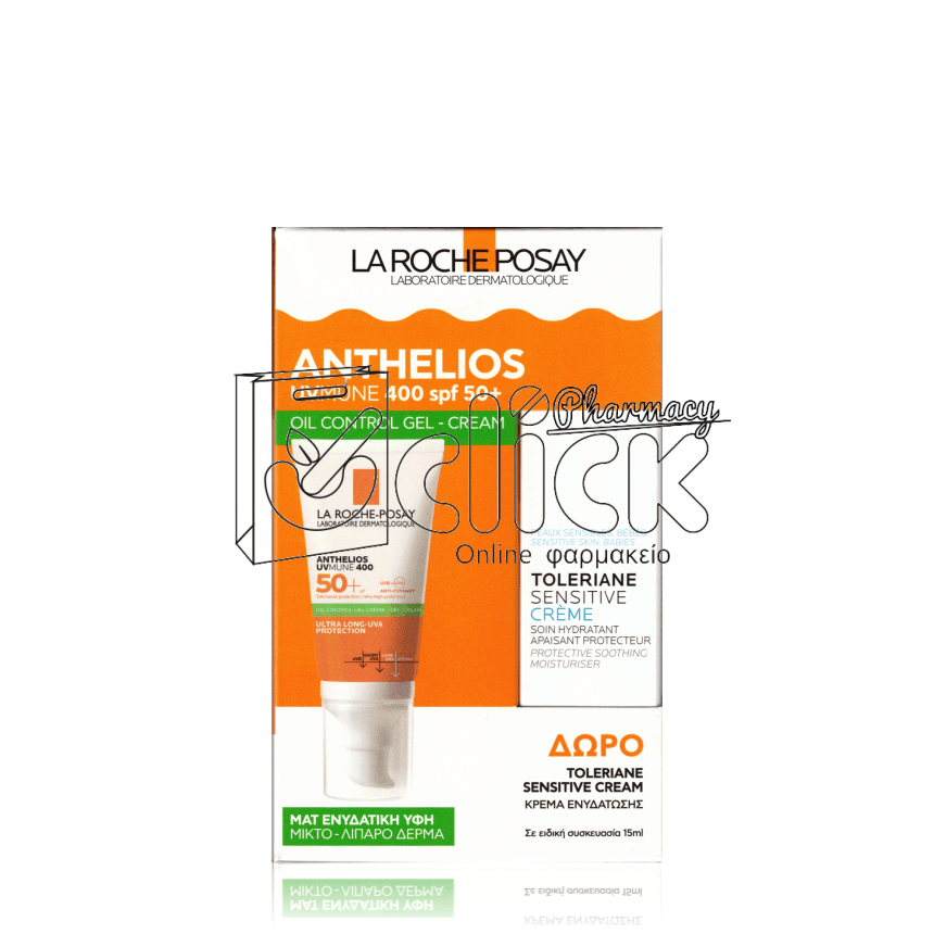 LA ROCHE-POSAY Promo Anthelios UVMune 400 Oil Control Gel Cream Αντηλιακή Κρέμα Προσώπου για Ματ Αποτέλεσμα SPF50+ 50ml & Δώρο Toleriane Sensitive Cream Ενυδατική Κρέμα Προσώπου για Ευαίσθητες Επιδερμίδες 15ml