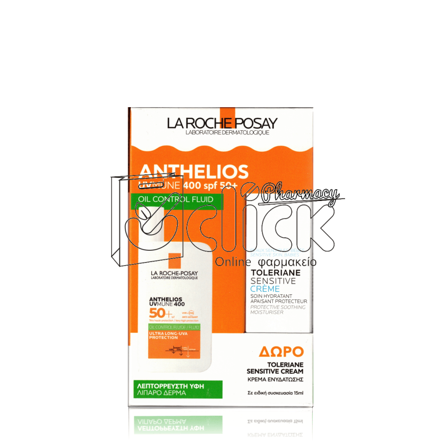 LA ROCHE-POSAY Promo Anthelios UVMune 400 Oil Control Αντηλιακό Προσώπου για Λιπαρό Δέρμα SPF50+ 50ml & Δώρο Toleriane Sensitive Cream Ενυδατική Κρέμα Προσώπου για Ευαίσθητες Επιδερμίδες 15ml