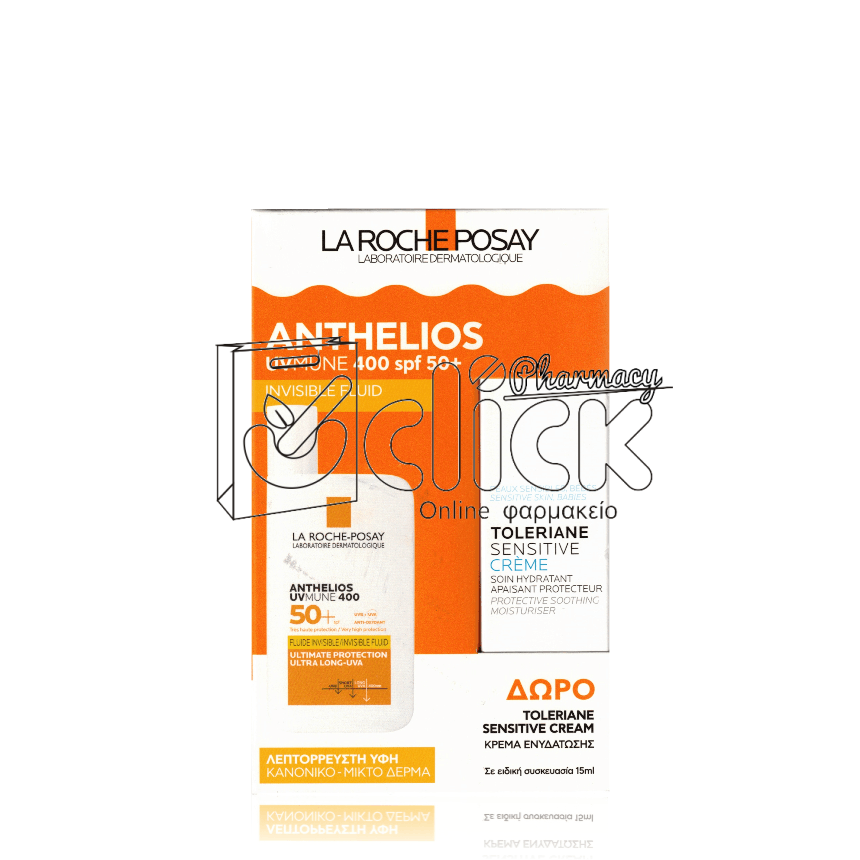 LA ROCHE-POSAY Promo Anthelios UVMune 400 Invisible Fluid Αντηλιακό Προσώπου για Κανονικό & Μικτό Δέρμα SPF50+ 50ml & Δώρο Toleriane Sensitive Cream Ενυδατική Κρέμα Προσώπου για Ευαίσθητες Επιδερμίδες 15ml LA ROCHE-POSAY Promo Anthelios UVMune 400 Invisible Fluid Αντηλιακό Προσώπου για Κανονικό & Μικτό Δέρμα SPF50+ 50ml & Δώρο Toleriane Sensitive Cream Ενυδατική Κρέμα Προσώπου για Ευαίσθητες Επιδερμίδες 15ml