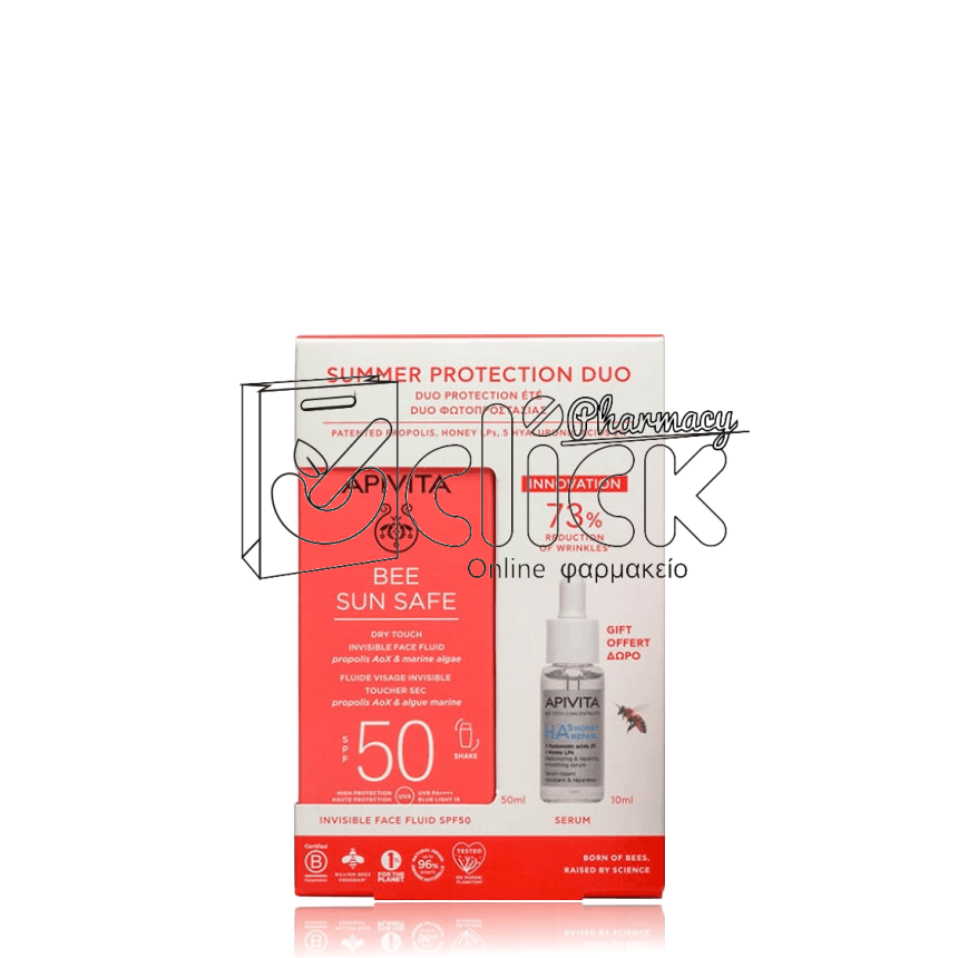 APIVITA Promo Bee Sun Safe Dry Touch Λεπτόρευστη Κρέμα Προσώπου κατά των Πανάδων & Ρυτίδων SPF50 50ml & Δώρο HA5 Honey Repair Serum Ορός Επανόρθωσης 10ml APIVITA Promo Bee Sun Safe Dry Touch Λεπτόρευστη Κρέμα Προσώπου κατά των Πανάδων & Ρυτίδων SPF50 50ml & Δώρο HA5 Honey Repair Serum Ορός Επανόρθωσης 10ml