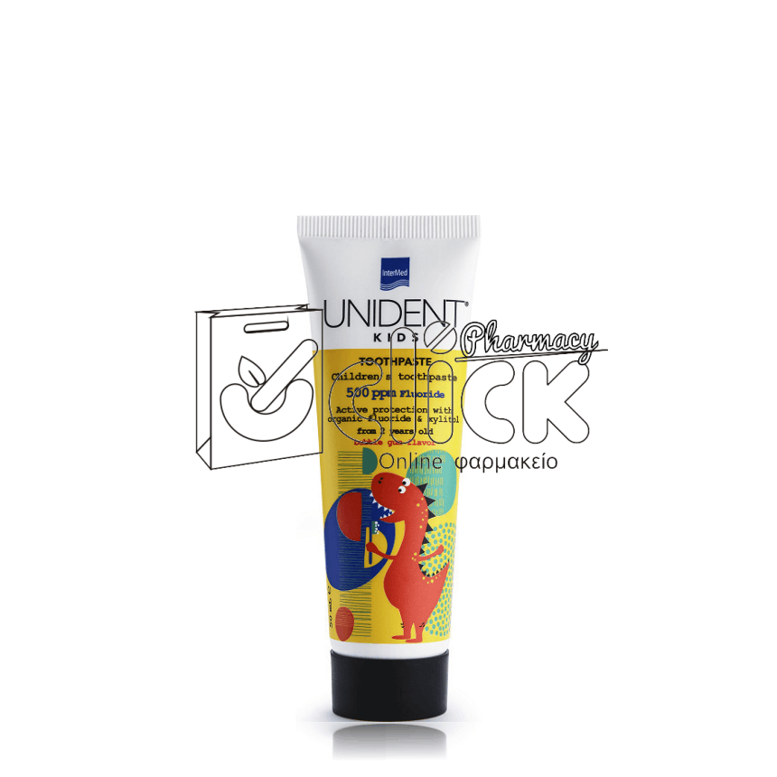 INTERMED Unident Kids Toothpaste Παιδική Οδοντόκρεμα 500ppm Φθόριο με Γεύση Τσιχλόφουσκα 2y+ 50ml