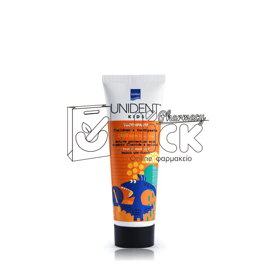 INTERMED Unident Kids Toothpaste Παιδική Οδοντόκρεμα 1000ppm Φθόριο με Γεύση Τσιχλόφουσκα 2y+ 50ml