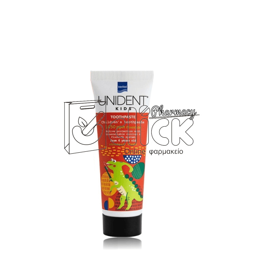 INTERMED Unident Kids Toothpaste Παιδική Oδοντόκρεμα 1450ppm Φθόριο με Γεύση Φράουλα 6y+ 50ml