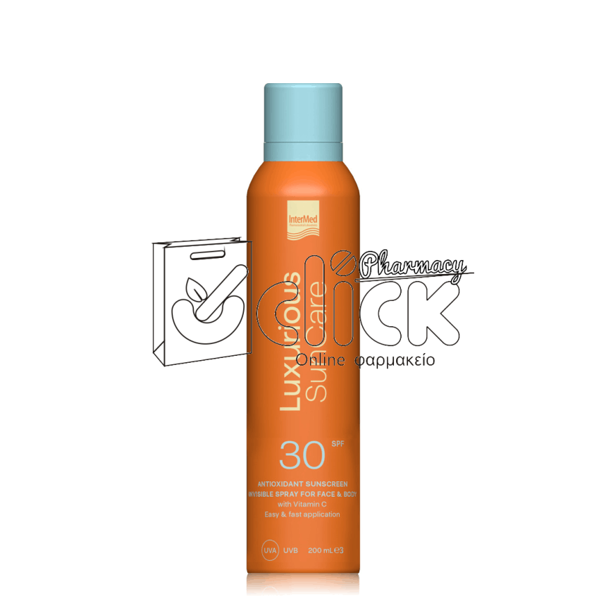 INTERMED Luxurious Suncare Antioxidant Sunscreen Invisible Spray SPF30 Αντηλιακό Σπρέι για Πρόσωπο & Σώμα 200ml