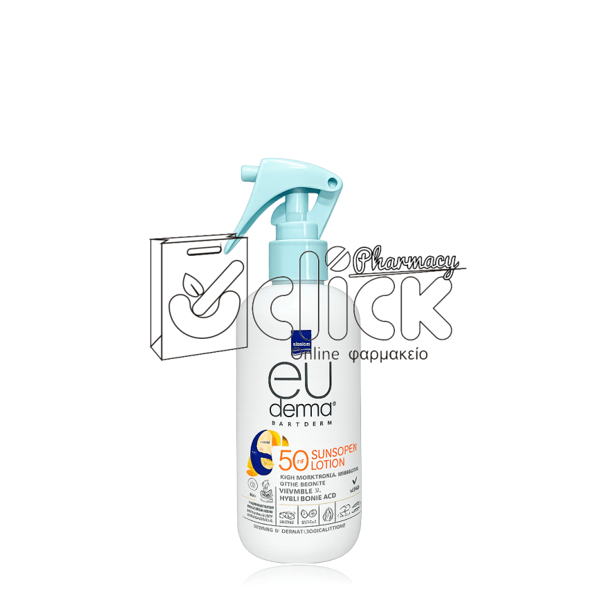 INTERMED Euderma Baby Lotion Λεπτόρρευστο Βρεφικό Αντηλιακό Γαλάκτωμα Spray για Πρόσωπο & Σώμα SPF50 200ml