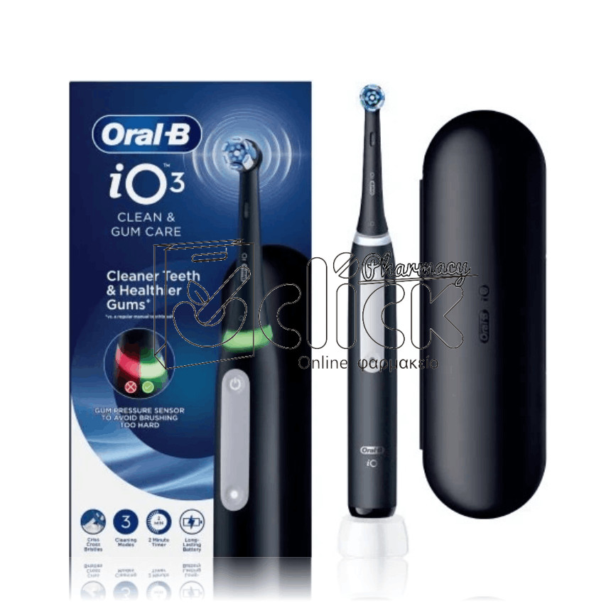 ORAL-B iO Series 3 Clean & Gum Care Black Ηλεκτρική Οδοντόβουρτσα & Δ΄ώρο Θήκη Ταξιδιού ORAL-B iO Series 3 Clean & Gum Care Black Ηλεκτρική Οδοντόβουρτσα & Δ΄ώρο Θήκη Ταξιδιού
