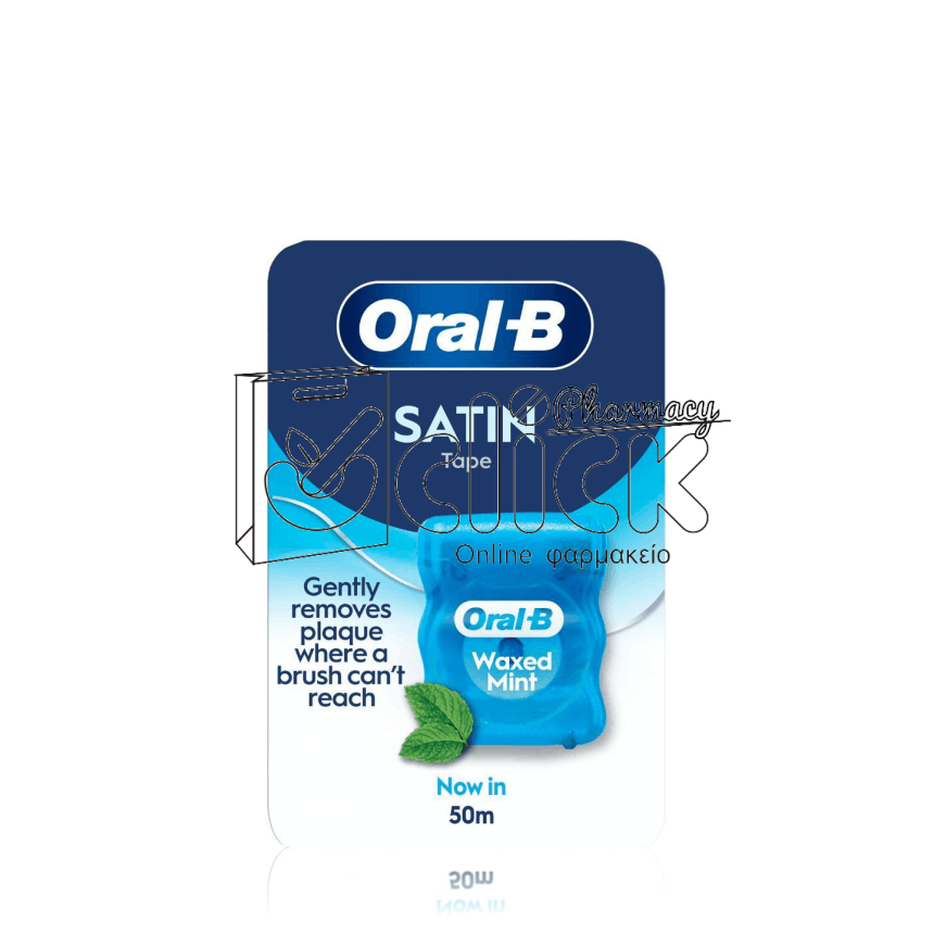 ORAL-B Satin Tape Κηρωμένο Οδοντικό Nήμα με Γεύση Μέντας 50m ORAL-B Satin Tape Κηρωμένο Οδοντικό Nήμα με Γεύση Μέντας 50m
