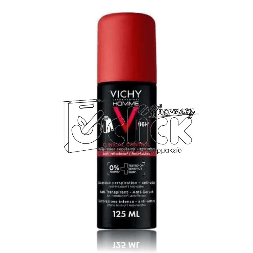 VICHY Deodorant Homme Clinical Control 96h Ανδρικό Αποσμητικό Σπρέι για 96 Ώρες Προστασίας 125ml