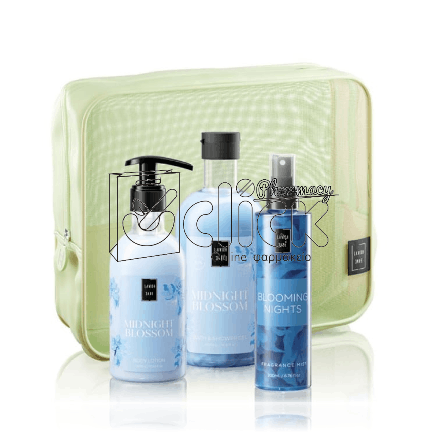 LAVISH CARE Midnight Blossom Body Care Bag Gift Set Περιποίησης Σώματος με Midnight Blossom Shower Gel Αφρόλουτρο 500ml, Body Lotion Κρέμα Σώματος 300ml, Blooming Nights Mist 200ml & Δώρο Νεσεσέρ