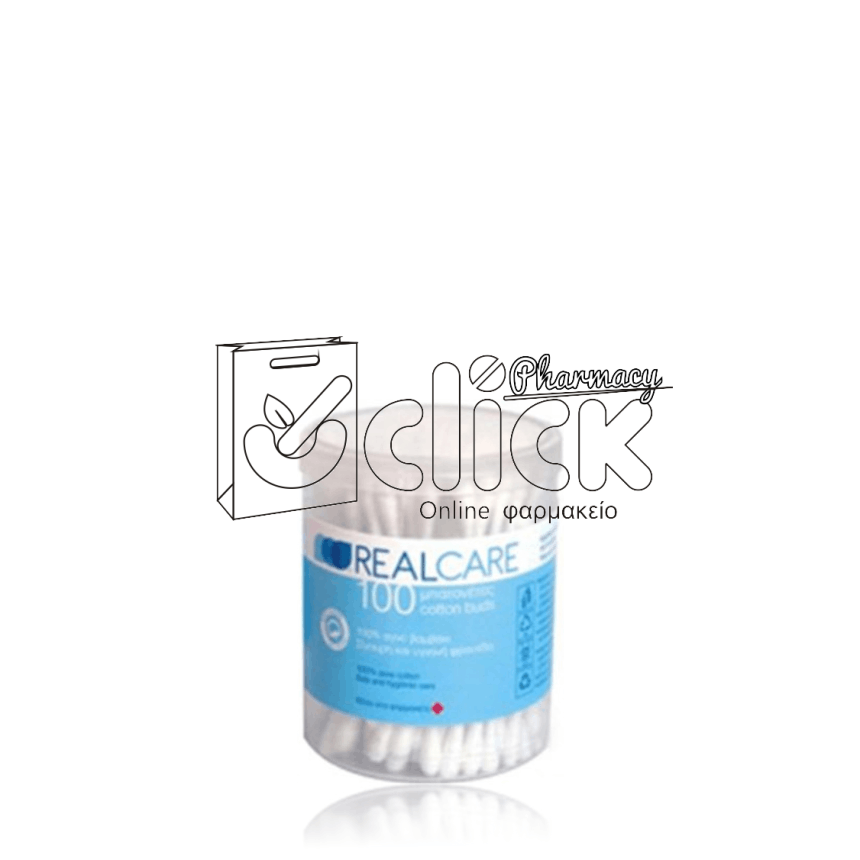 REAL CARE Μπατονέτες από 100% αγνό βαμβάκι 100 τεμάχια REAL CARE Μπατονέτες από 100% αγνό βαμβάκι 100 τεμάχια