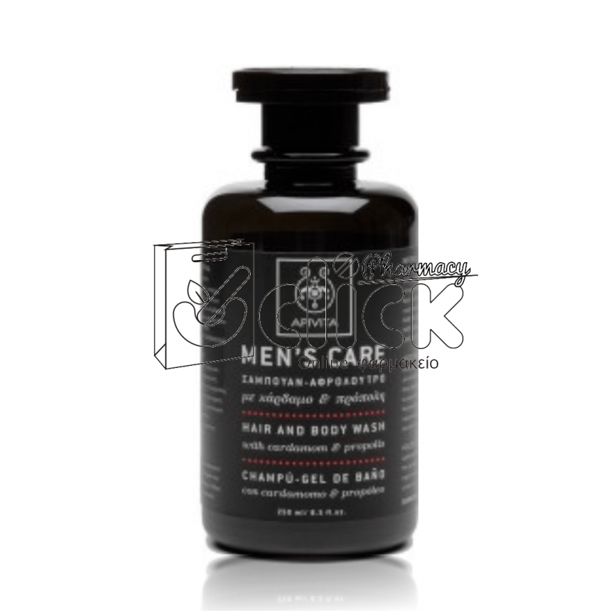 APIVITA Men's Care Ανδρικό Σαμπουάν - Αφρόλουτρο με Κάρδαμο & Πρόπολη 250ml