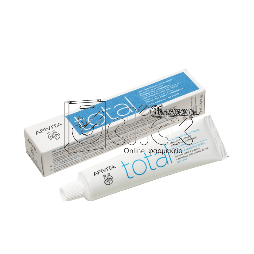 APIVITA Natural Dental Care TOTAL Οδοντόκρεμα για Ολοκληρωμένη Προστασία με Πρόπολη & Δυόσμο 75ml