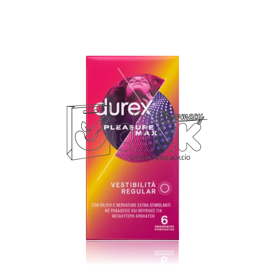 DUREX Pleasuremax Προφυλακτικά με Ραβδώσεις & Κουκίδες για Μεγαλύτερη Απόλαυση 6τμχ