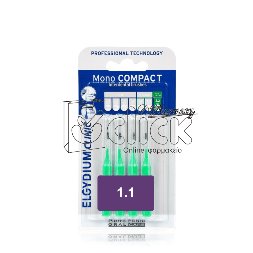 ELGYDIUM MONOCOMPACT 1,1 GREEN μεσοδόντια βουρτσάκια 4τμχ